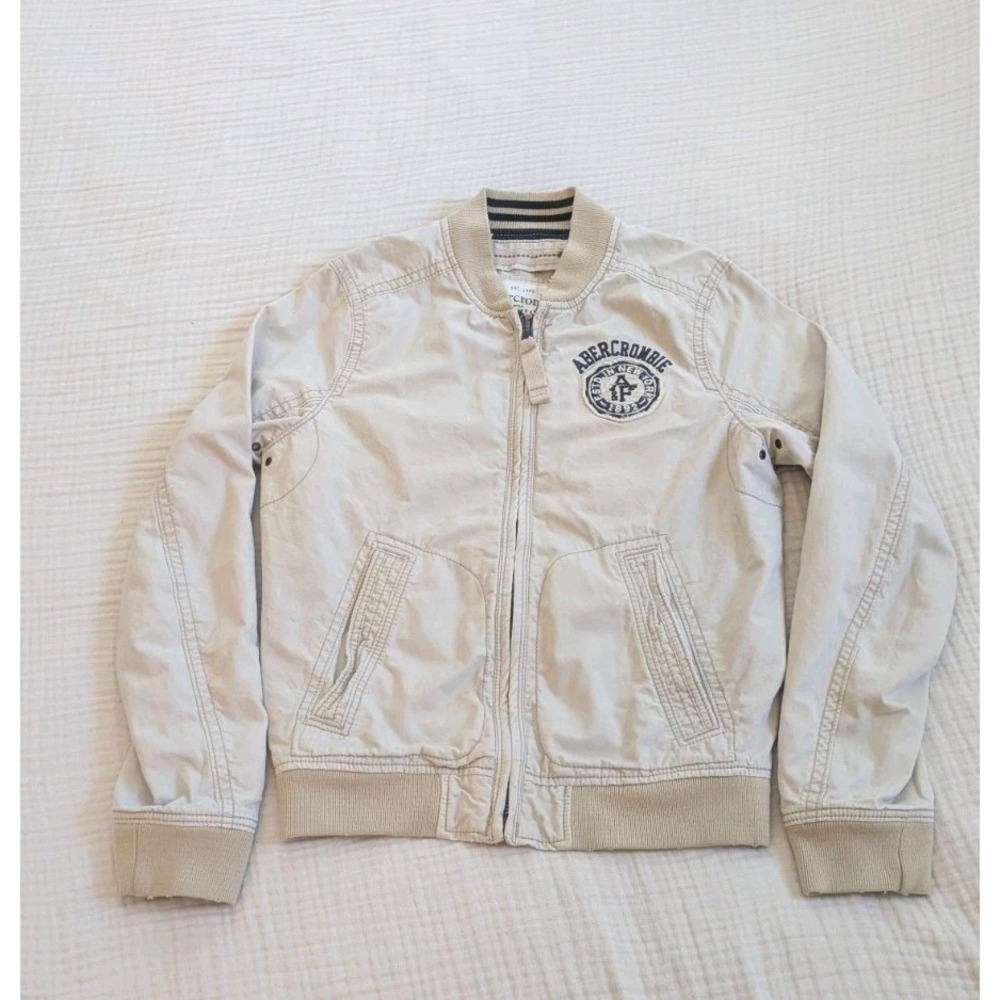 Vtg Y2K Abercrombie & Fitch Mens Medium Bull Point Jacket Varsity Bomber Lined